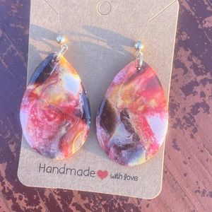 Marbled polymer clay earrings